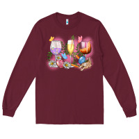 Burgundy Easter wine glasses  Easter Day Long Sleeve Tee - CowGirlArtShop