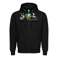 Black Peace Love Skunks Zipper Hoodie - LillyAllenDesigns