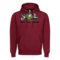 Burgundy Peace Love Skunks Zipper Hoodie - LillyAllenDesigns