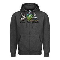 Charcoal Heather Peace Love Skunks Zipper Hoodie - LillyAllenDesigns