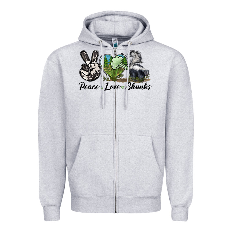 Peace Love Skunks Zipper Hoodie by LillyAllenDesigns | Teevron
