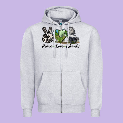 Peace Love Skunks Zipper Hoodie Designed By Lillyallendesigns