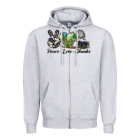Heather Grey Peace Love Skunks Zipper Hoodie - LillyAllenDesigns