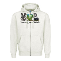 Oatmeal Heather Peace Love Skunks Zipper Hoodie - LillyAllenDesigns