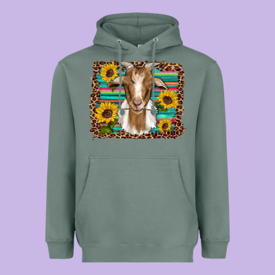 Goat Daisy Sunflowers Leopard Serape Glitter Heavyweight Hoodie Designed By Artiststas