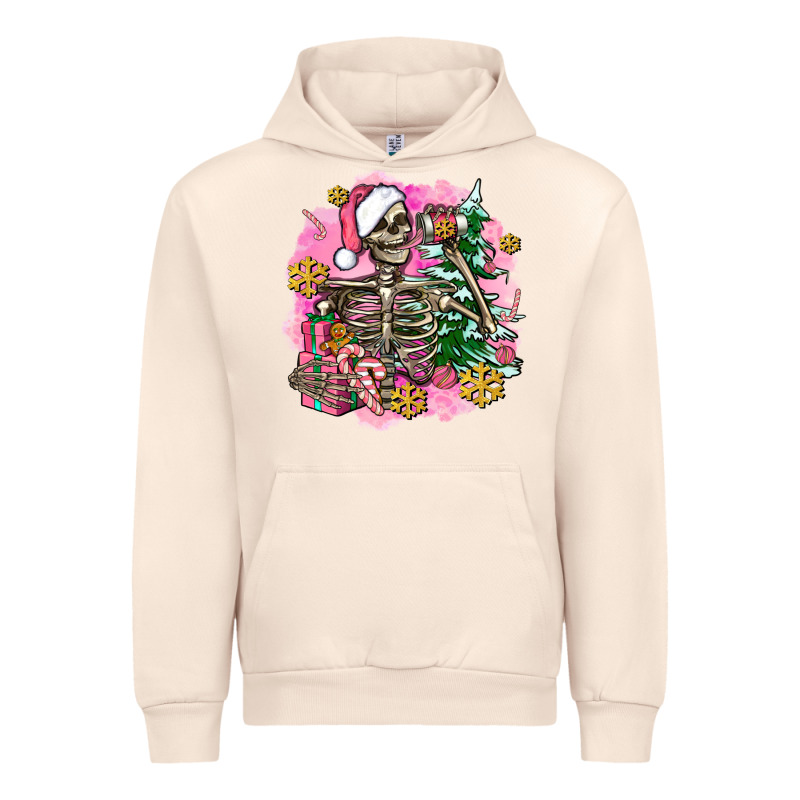 Pink Coffee Gifts Christmas Skeleton Coffee Urban Hoodie by AdoDesignShop | Teevron