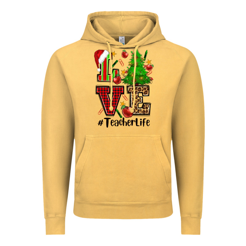 Love Teacher Life Christmas Vintage Hoodie by CowGirlArtShop | Teevron