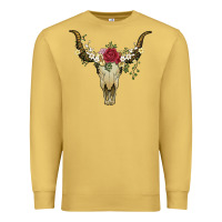 Antique Gold bull skull with rose and flowers Premium Sweatshirt - Artiststas