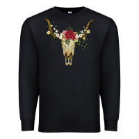 Black bull skull with rose and flowers Premium Sweatshirt - Artiststas