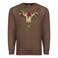 Chestnut bull skull with rose and flowers Premium Sweatshirt - Artiststas