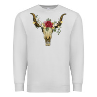 Dove Grey bull skull with rose and flowers Premium Sweatshirt - Artiststas