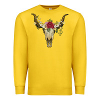 Lemon bull skull with rose and flowers Premium Sweatshirt - Artiststas