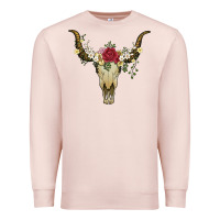 Pale Pink bull skull with rose and flowers Premium Sweatshirt - Artiststas