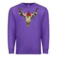 Purple bull skull with rose and flowers Premium Sweatshirt - Artiststas