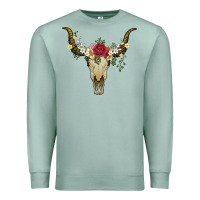 Seafoam bull skull with rose and flowers Premium Sweatshirt - Artiststas