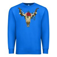 True Royal bull skull with rose and flowers Premium Sweatshirt - Artiststas