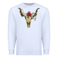 White bull skull with rose and flowers Premium Sweatshirt - Artiststas