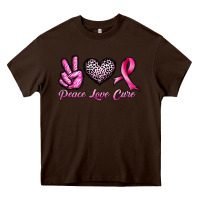 Chocolate Brown peace love cure Heavy Core Tee - JahusDesignShop