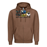 Chestnut Peace Love Siamese Cat Zipper Hoodie - LillyAllenDesigns