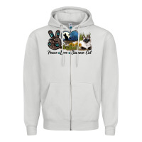 Dove Grey Peace Love Siamese Cat Zipper Hoodie - LillyAllenDesigns