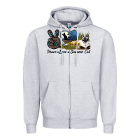 Heather Grey Peace Love Siamese Cat Zipper Hoodie - LillyAllenDesigns