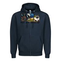 Navy Peace Love Siamese Cat Zipper Hoodie - LillyAllenDesigns