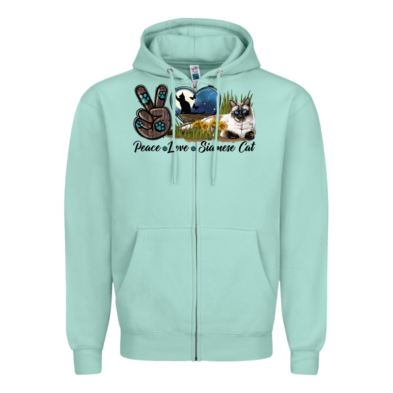 Peace Love Siamese Cat Zipper Hoodie by LillyAllenDesigns | Teevron