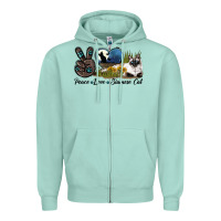 Seafoam Peace Love Siamese Cat Zipper Hoodie - LillyAllenDesigns