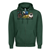 Sports Green Peace Love Siamese Cat Zipper Hoodie - LillyAllenDesigns