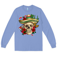 Colony Blue Di de los muertos with roses Mexico Long Sleeve Tee - HowdyJamesFarm