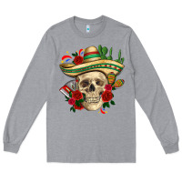 Heather Grey Di de los muertos with roses Mexico Long Sleeve Tee - HowdyJamesFarm