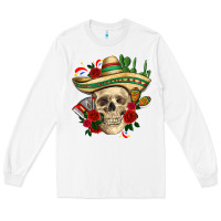 White Di de los muertos with roses Mexico Long Sleeve Tee - HowdyJamesFarm