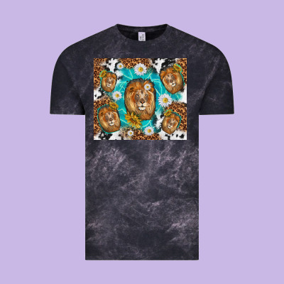 Lion With Leopard And Cowhide Pattern Vintage Tee Designed By Tumblerdesignbyshophia
