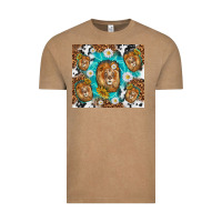 Vintage Coffee lion with leopard and cowhide pattern Vintage Tee - TumblerDesignByShophia