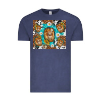Vintage Denim lion with leopard and cowhide pattern Vintage Tee - TumblerDesignByShophia