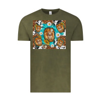 Vintage Olive lion with leopard and cowhide pattern Vintage Tee - TumblerDesignByShophia