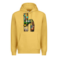 Antique Gold farm life alphabet lowercase letters h Premium Hoodie - BundleAndBundleShop