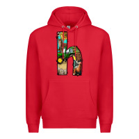 Red farm life alphabet lowercase letters h Premium Hoodie - BundleAndBundleShop