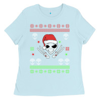 Baby Blue alien ugly christmas Ladies Tee - Bettercallsaul