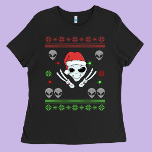 Alien Ugly Christmas Ladies Tee Designed By Bettercallsaul
