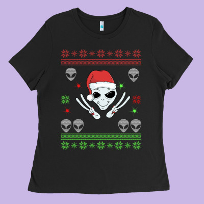 Alien Ugly Christmas Ladies Tee Designed By Bettercallsaul