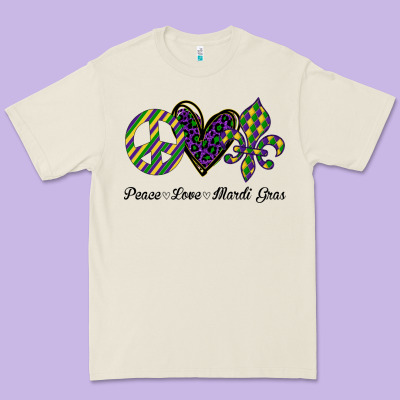 Mardi Gras Love Peace Premium Tee Designed By Bettercallsaul