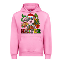 Fuchsia Pink ho ho heifer little cute christmas cow Urban Hoodie - AdoDesignShop