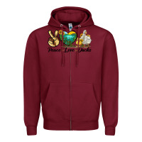 Burgundy Peace Love Ducks Zipper Hoodie - LillyAllenDesigns