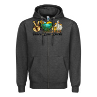 Charcoal Heather Peace Love Ducks Zipper Hoodie - LillyAllenDesigns
