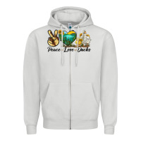 Dove Grey Peace Love Ducks Zipper Hoodie - LillyAllenDesigns