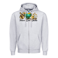 Heather Grey Peace Love Ducks Zipper Hoodie - LillyAllenDesigns