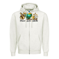 Oatmeal Heather Peace Love Ducks Zipper Hoodie - LillyAllenDesigns