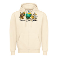 Sandshell Peace Love Ducks Zipper Hoodie - LillyAllenDesigns