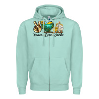 Seafoam Peace Love Ducks Zipper Hoodie - LillyAllenDesigns